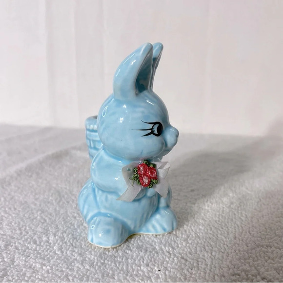 Vintage Blue Bunny Rabbit Egg Cup Holder 1950’s Anthropomorphic - Picture 3 of 11